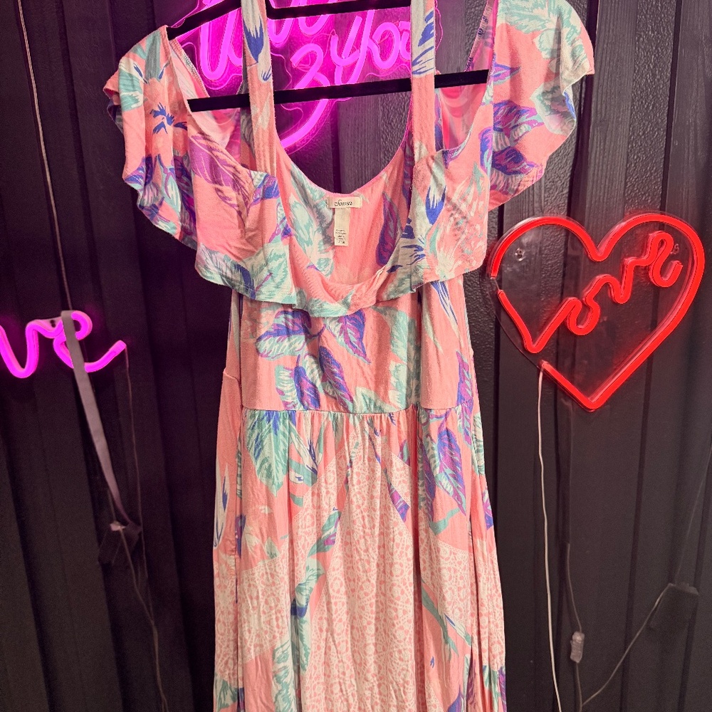Off the shoulder Soma floral maxi dress Size large - Picture 3 of 5